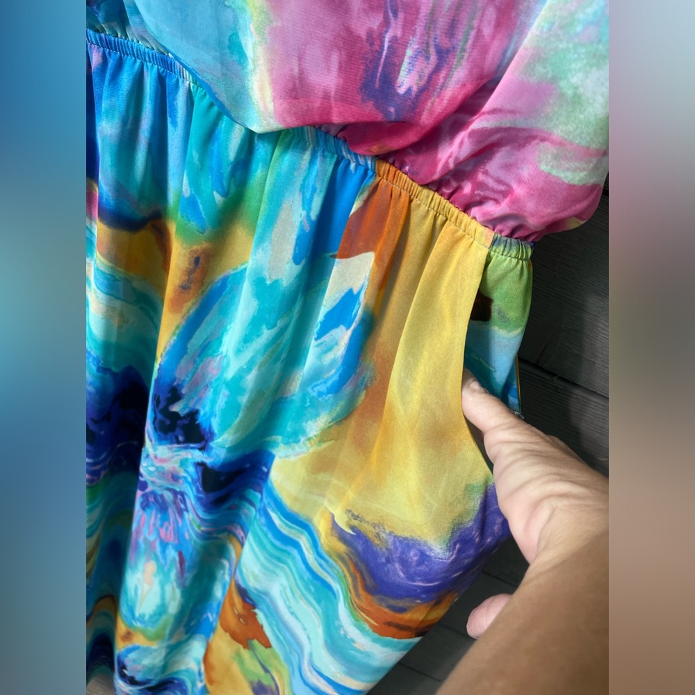 Bisou Bisou Michele Bohbot Watercolor Jewelrd Maxi Dress 4 Spring Summer Party - Picture 7 of 16